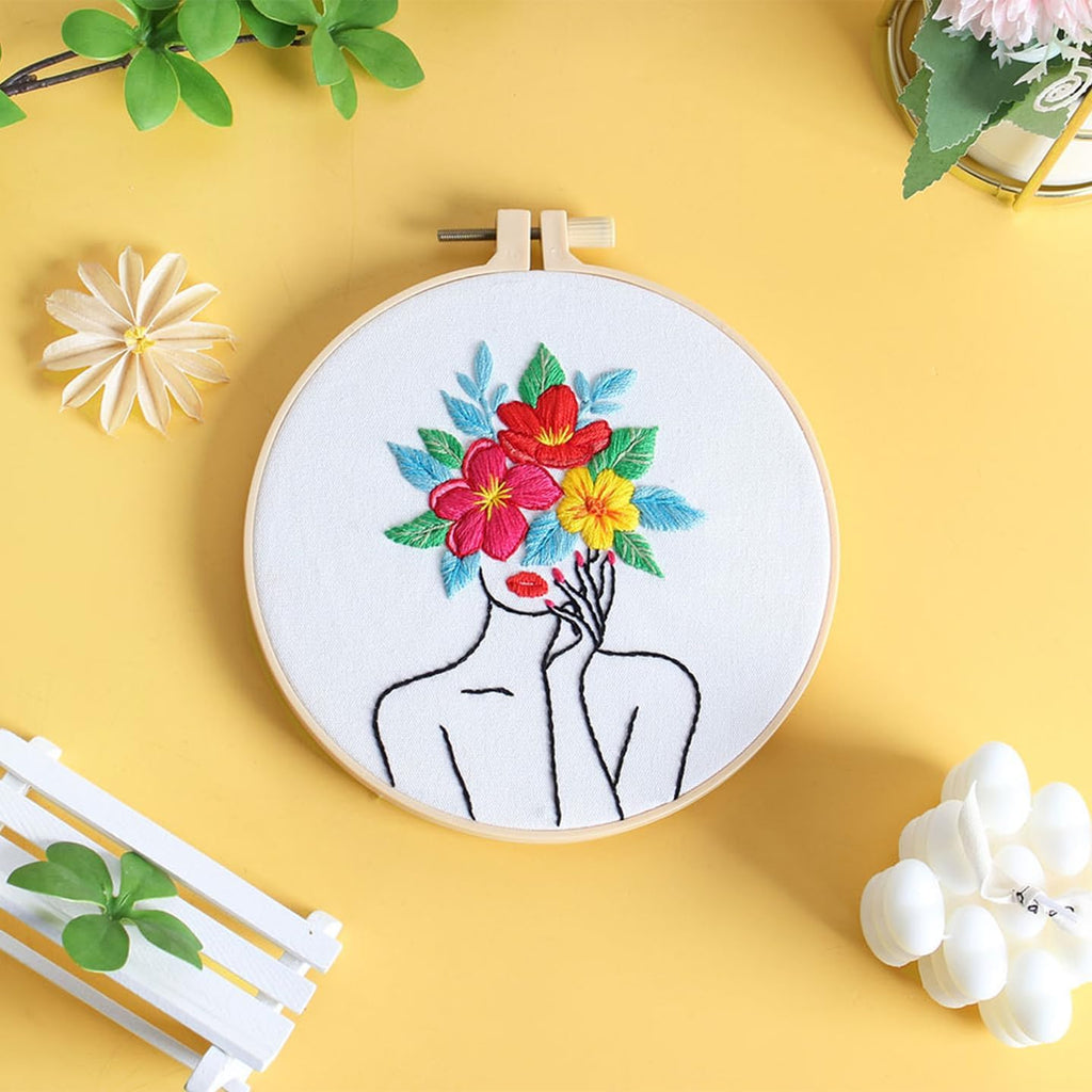 Louise Maelys Flower Woman Embroidery Kit for Beginners DIY Gift Set