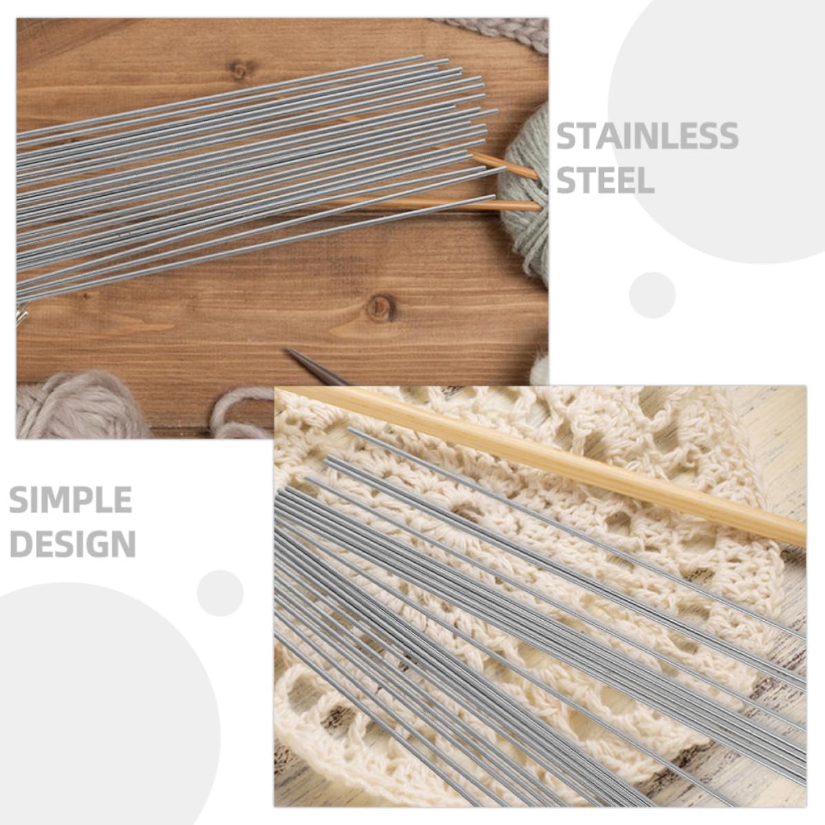 Stainless Steel Blocking Pins Set for Knitters 20pcs Silver