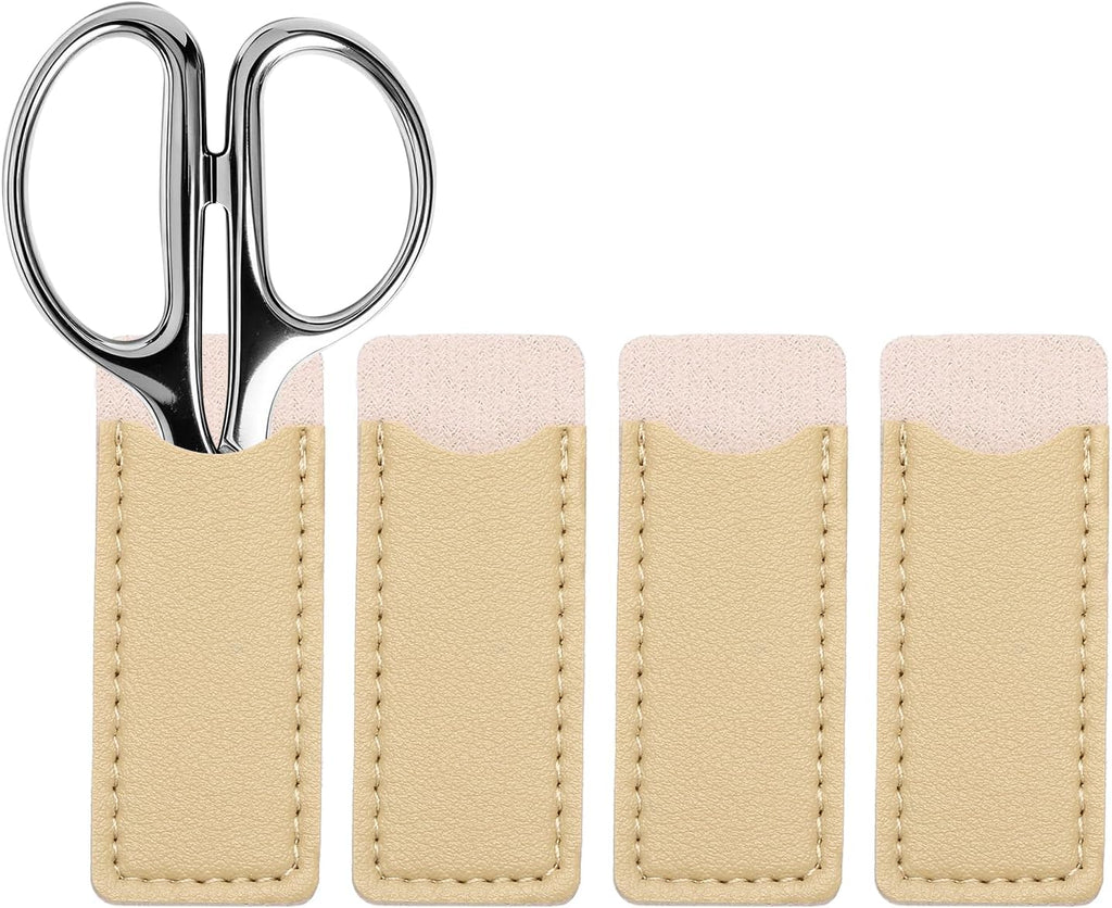 uxcell 4Pcs Scissors Sheath Leather Scissor Tip Protective Light