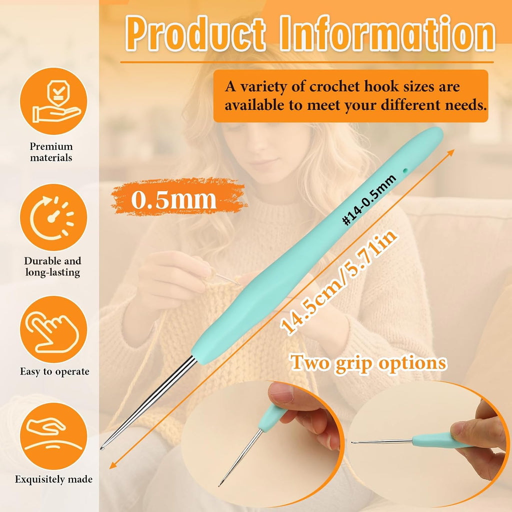 SHWAKK Small Crochet Hook, 0.5 mm Lace Ergonomic Crochet Hooks