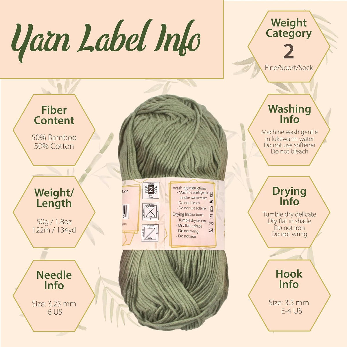 JubileeYarn Bamboo Cotton Sport Yarn - Shades of Achromatic - 4 Skeins