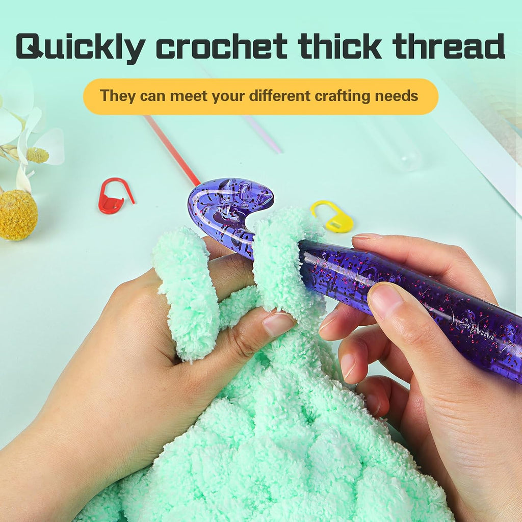 QMNNMA 25mm Large Crochet Hooks for Chunky Yarn, Purple Jumbo Crochet