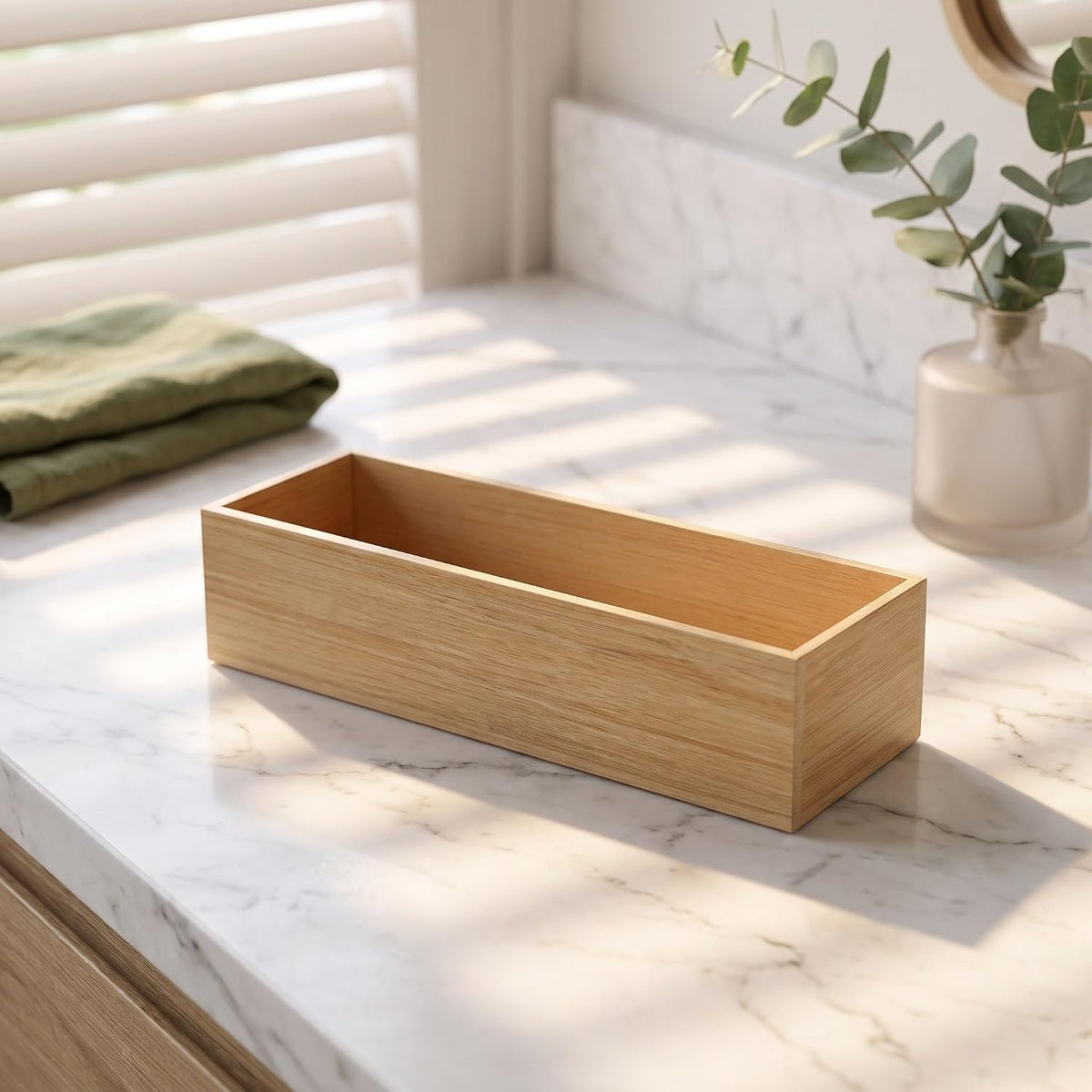 SEWACC 5pcs Wooden Open Storage Box Drawer Organizer Tray