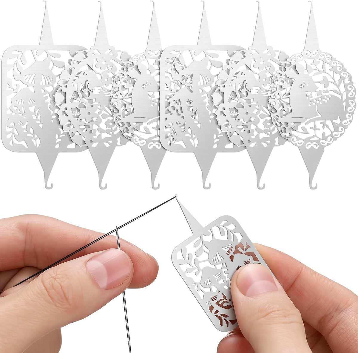 Yuefunny 6 Pcs Woodland Theme Threaders Stainless Steel Needle