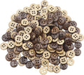 Lilaly Coconut Shell Buttons, 200 Pcs 10mm 4-Hole Wooden Buttons