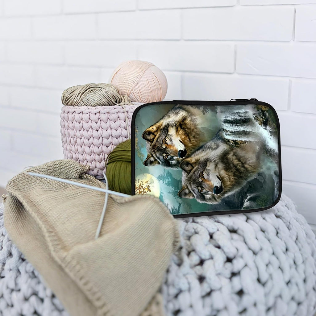 Cdkfxjy Empty Crochet Hook Case, Wolves and Moon