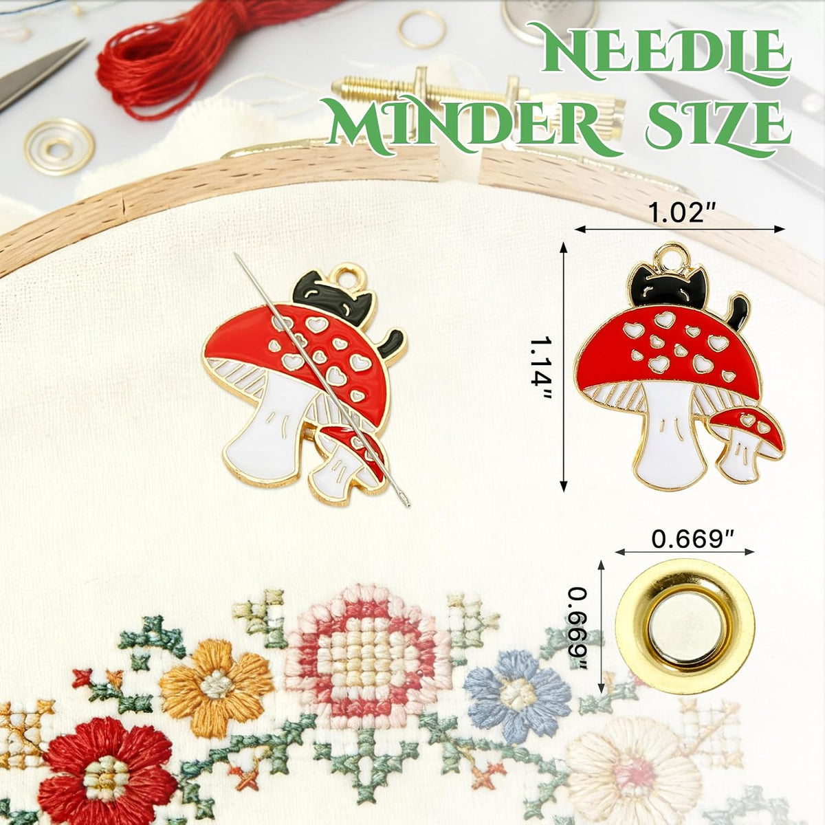 WUSUTE Cat Needle Minder for Cross Stitch, Cute Cartoon Needle Minder