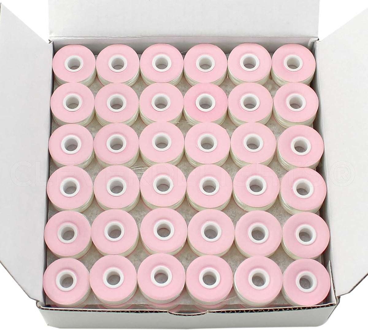 CleverDelights White Size L Prewound Bobbins - 144 Pack - Cardboard