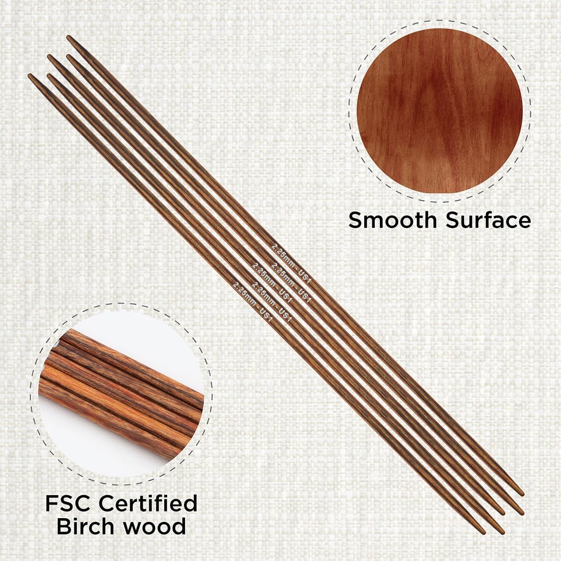 KnitPro Ginger Double Pointed Needles 6" (15cm) | US Size 1 (2.25mm)