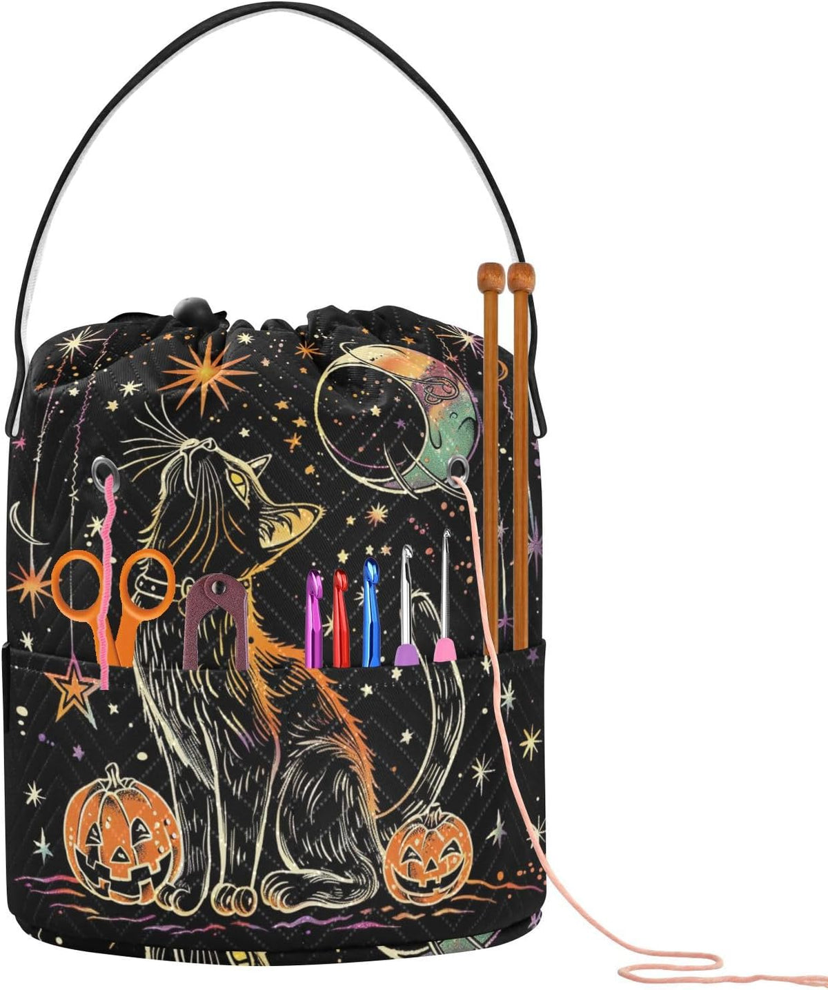 Fustylead Halloween Black Cat and Stars Moon Pumpkin Crochet