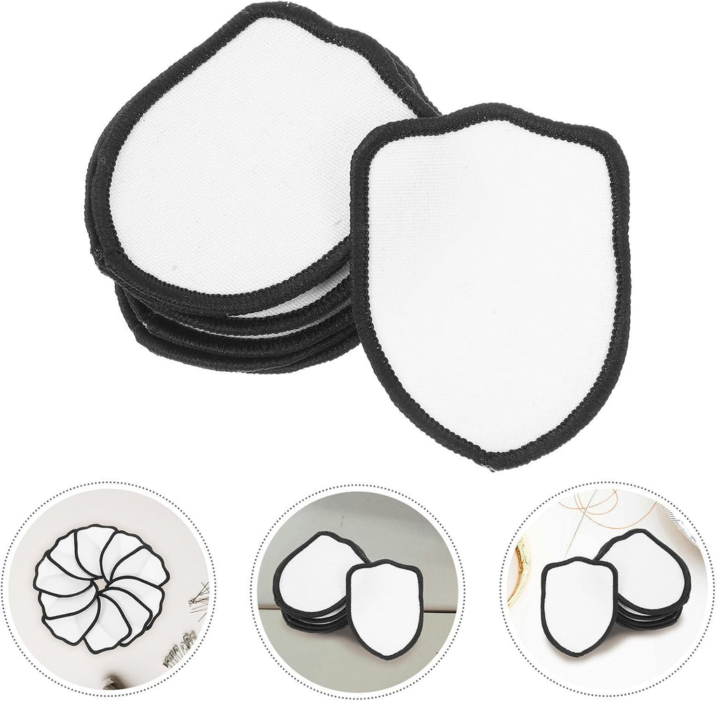 10pcs Blank White Embroidery Patch, Iron-on Adhesive DIY for Clothing