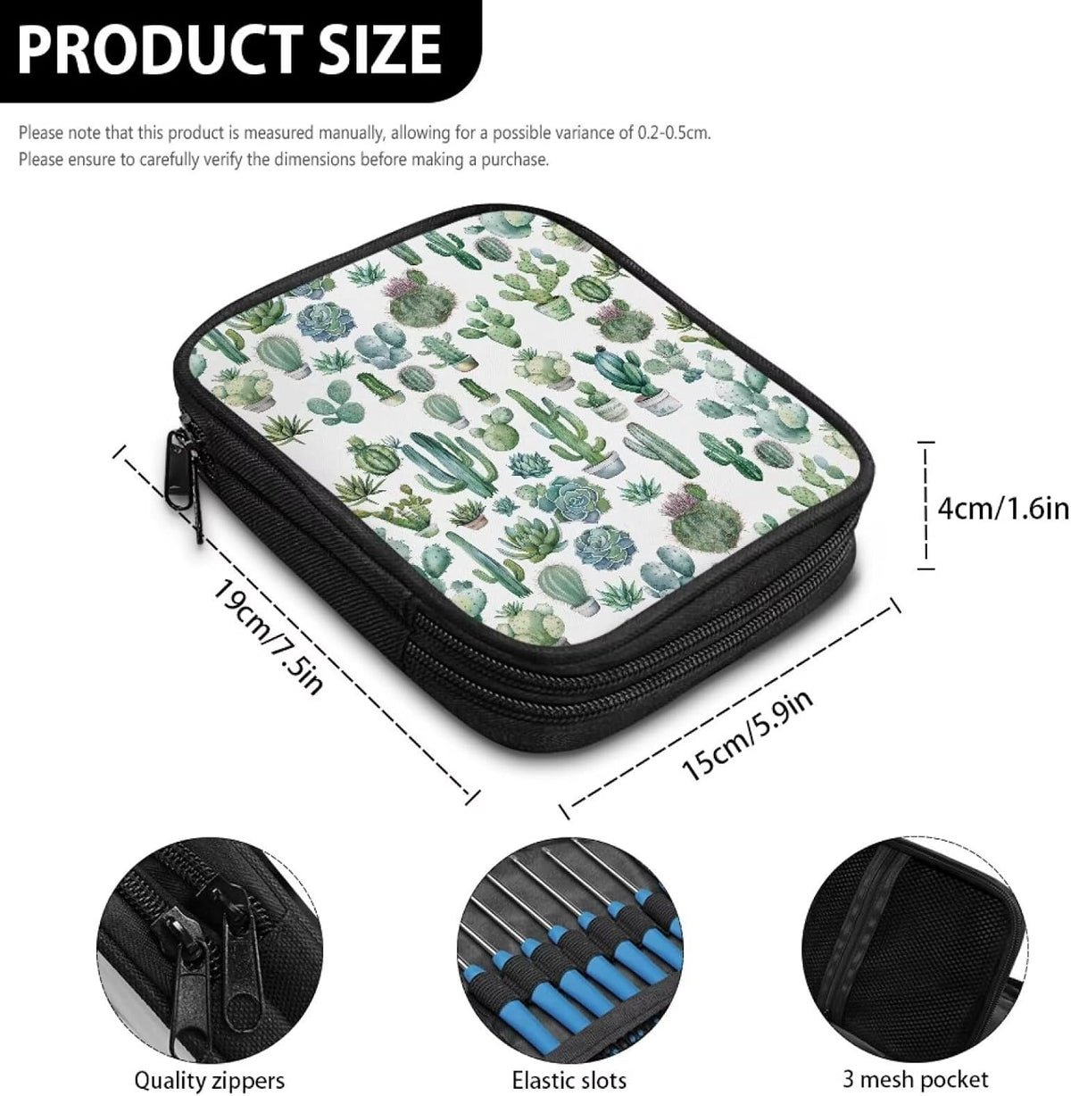 YUVAMAGIMO Cactus Empty Knitting Needles Case Portable Travel Crochet