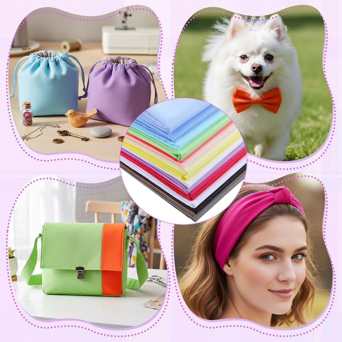 16 Pcs 18 x 22 inches Cotton Fabric, Assorted Colors Solid Precut