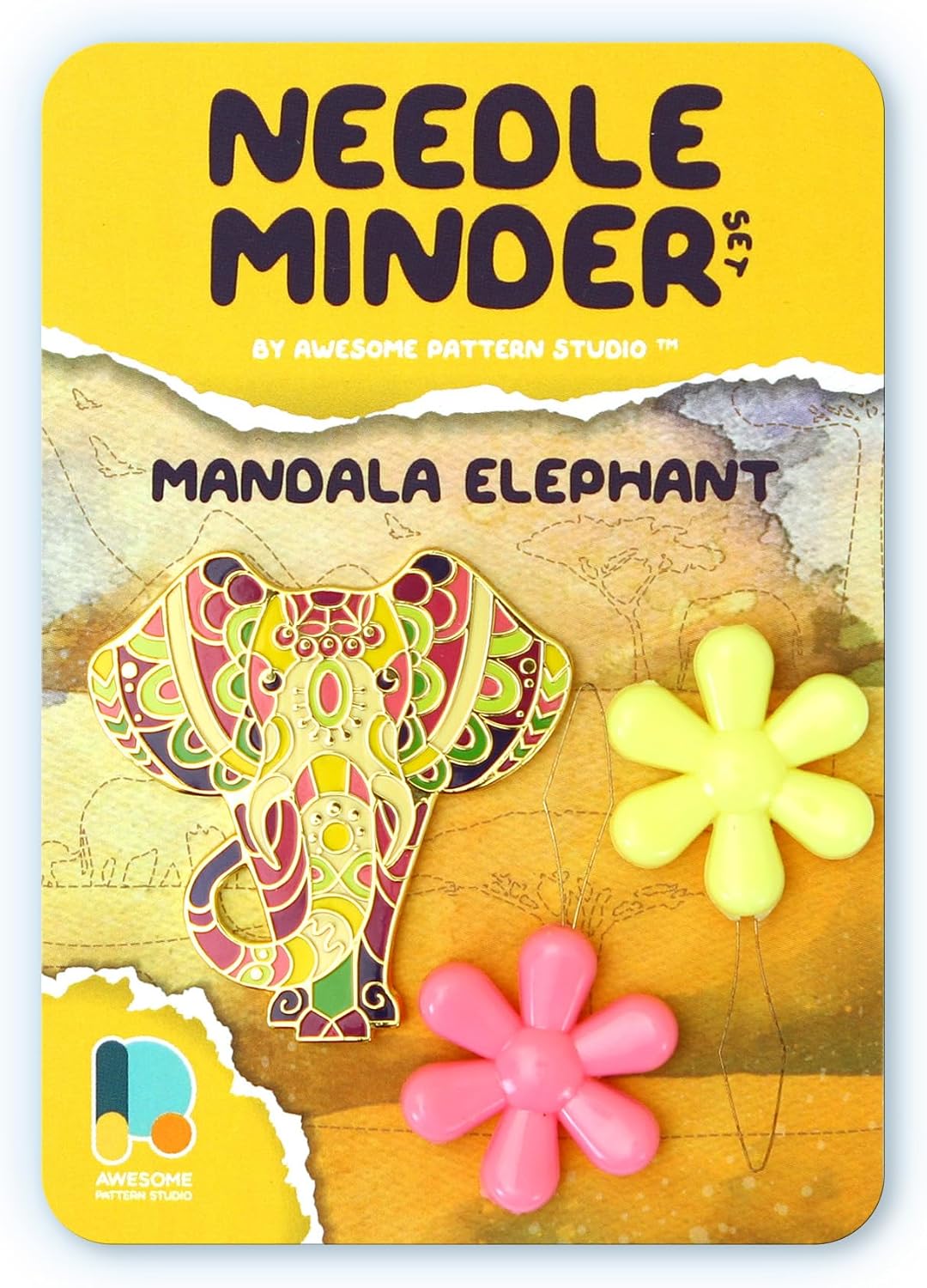 Awesome Pattern Studio Mandala Elephant Magnetic Needle Minder + 2