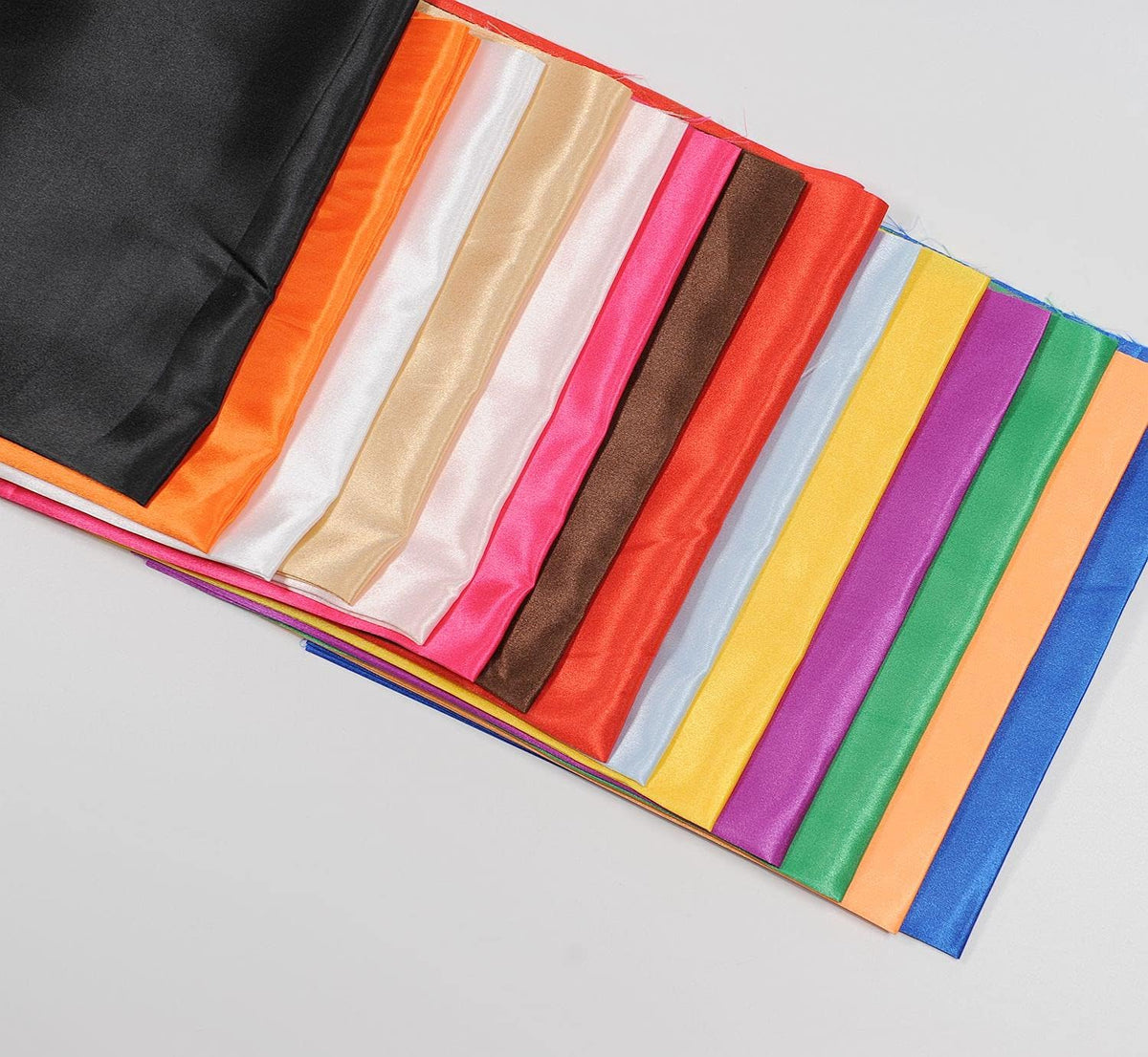 14pcs Solid Color Fat Quarter Sikly Satin Patchwork Fabric For Bundle