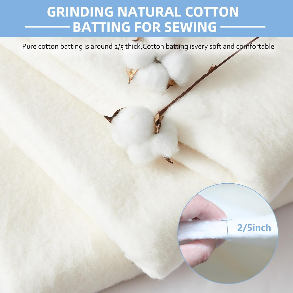 RRKTP Cotton Quilt Batting By The Roll,100% Cotton Batting for