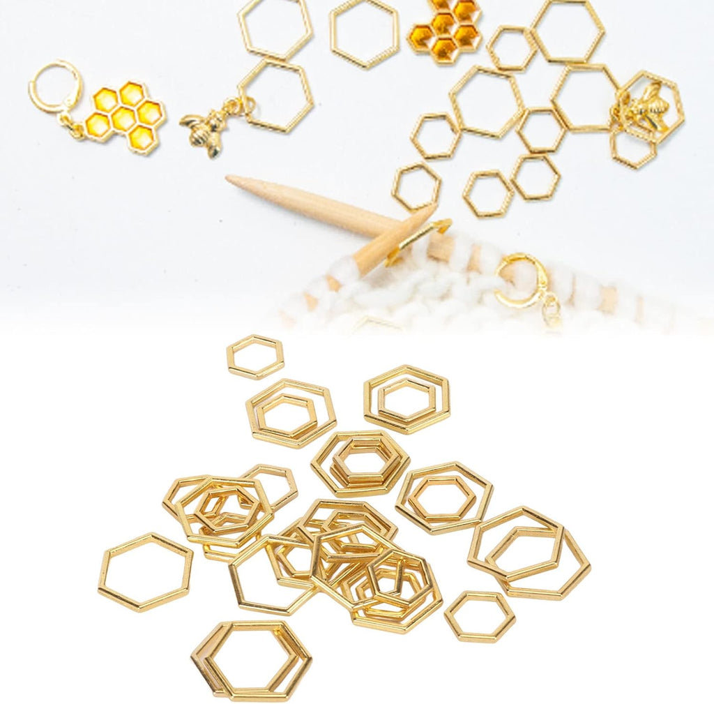 Hexagonal Knitting Stitch Markers 30-Pack, Zinc Alloy