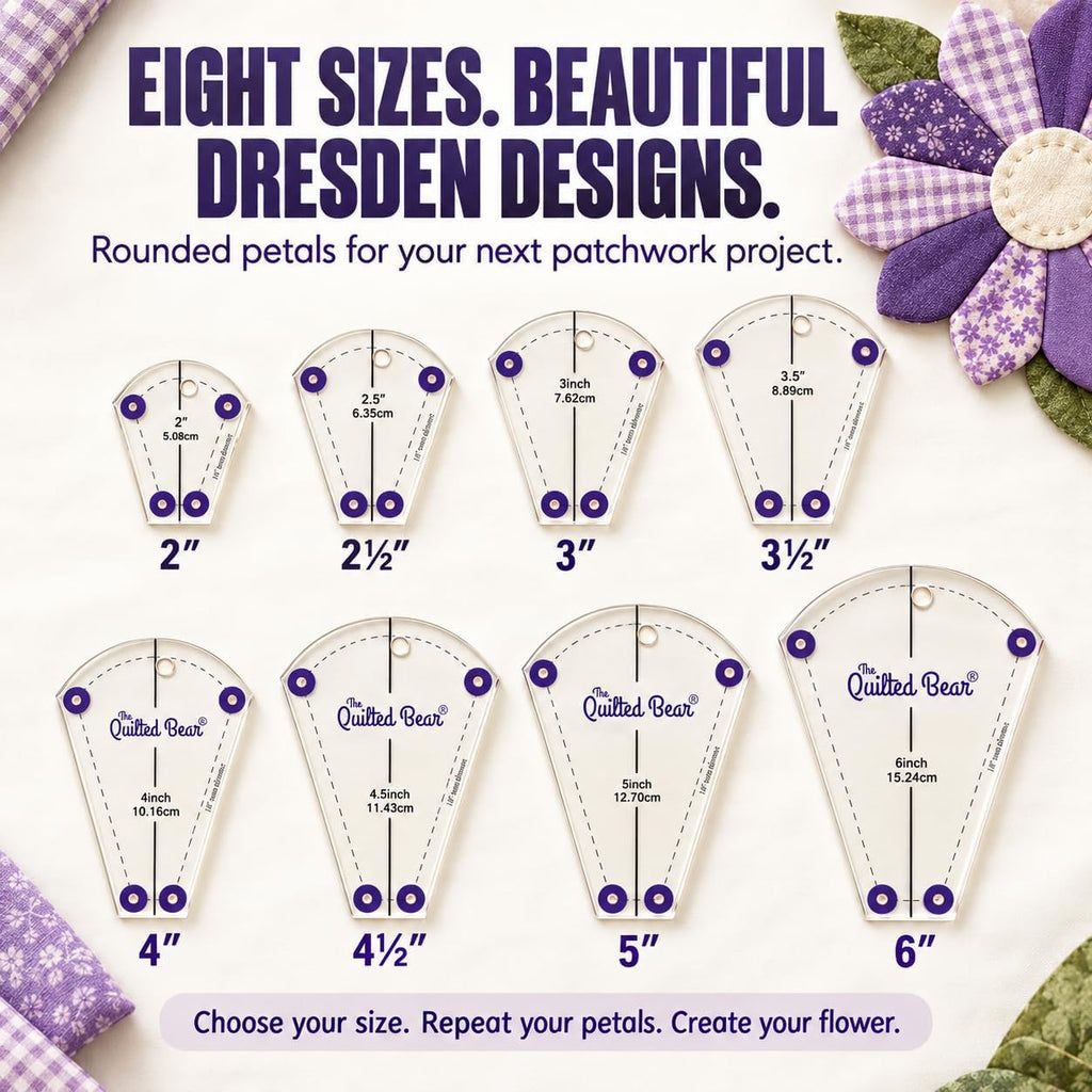 The Quilted Bear Dresden Blade Quilting Templates, Set of 8