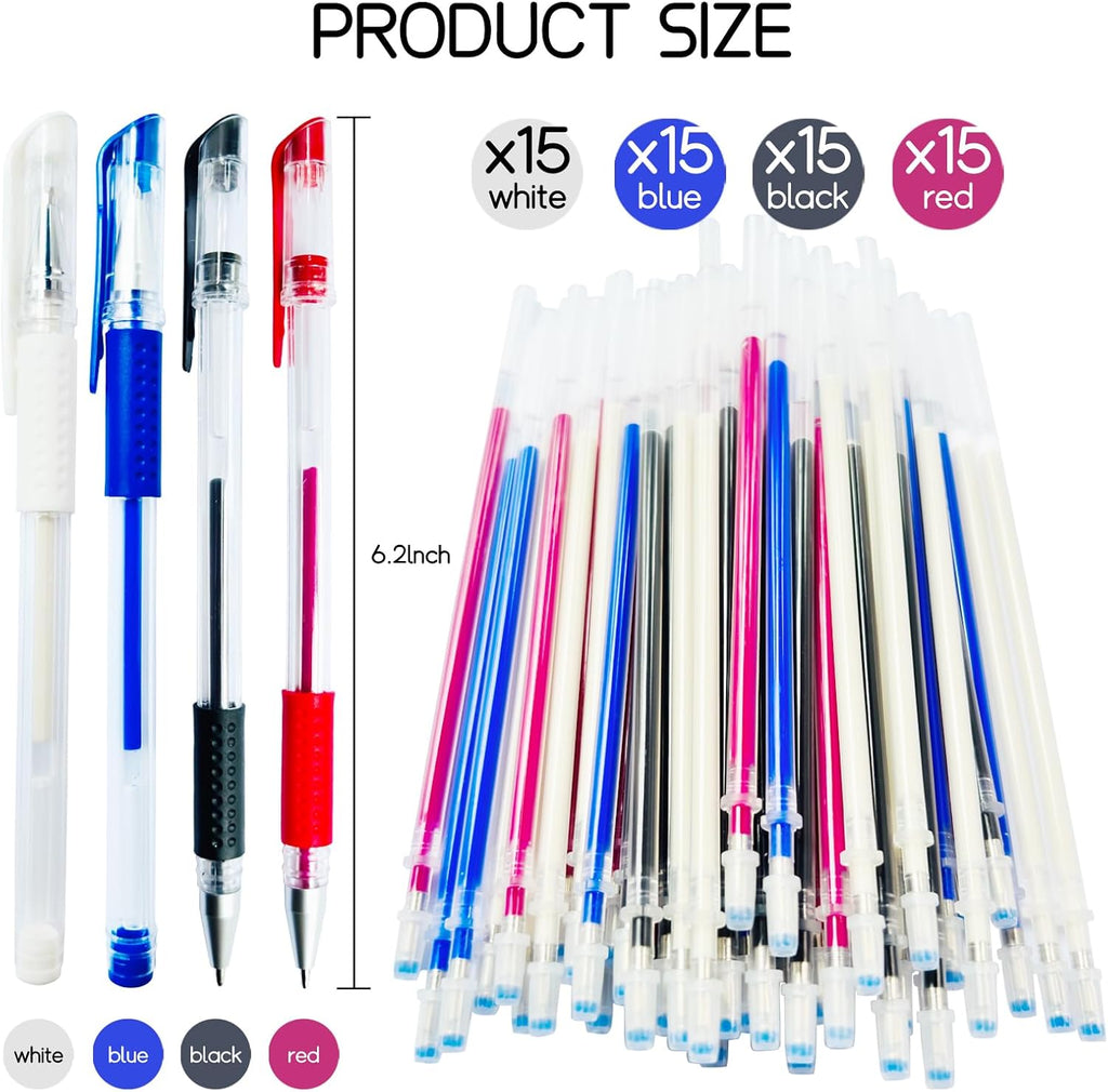 Heat Erasable Sewing pen | 4 Pens + 60 Multi-Color Refills