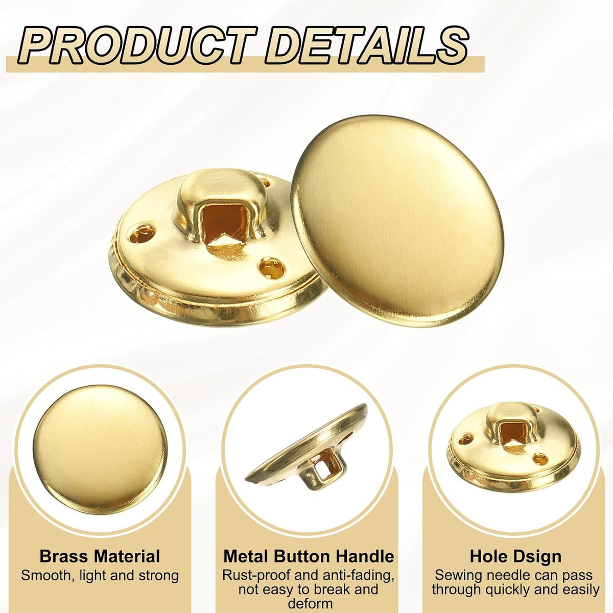 HARFINGTON 14pcs Metal Round Buttons 15mm/20mm Brass Sewing Craft