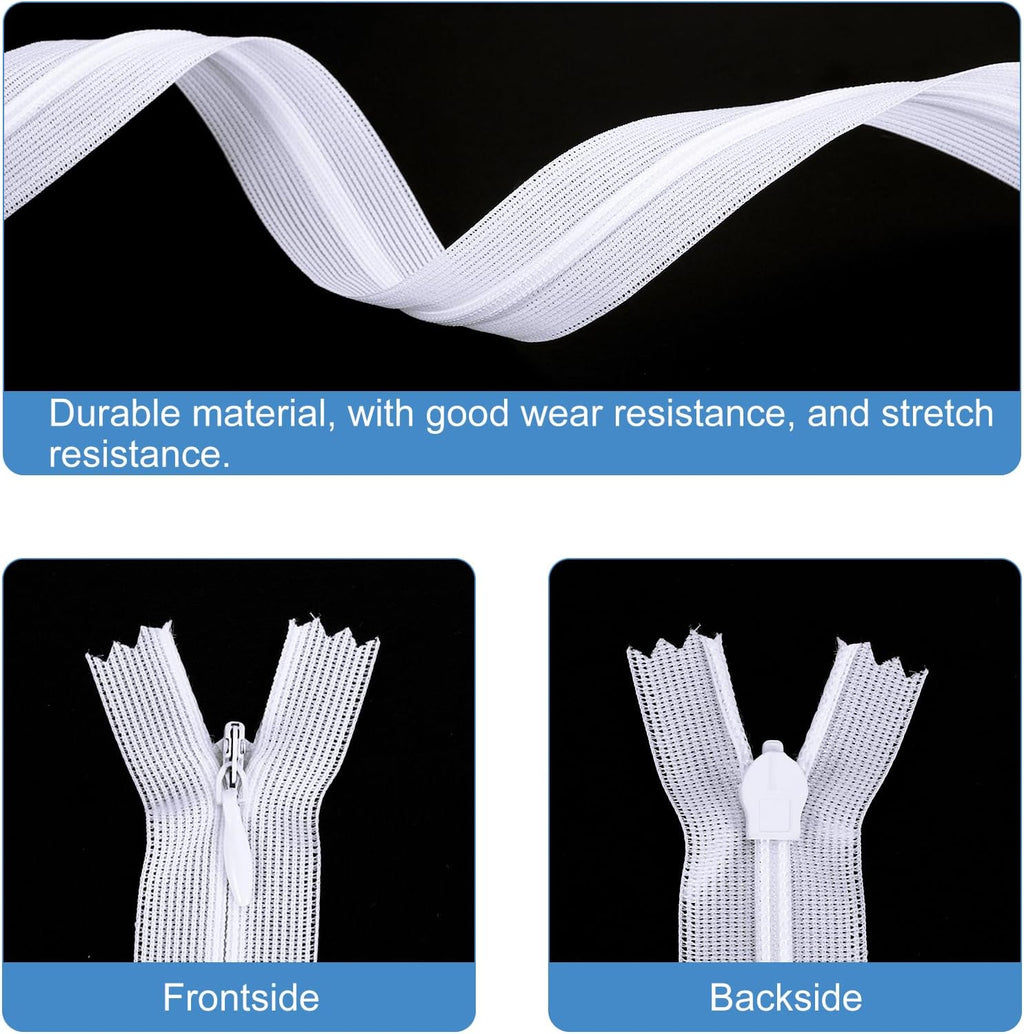 uxcell Invisible Zippers,5pcs 18" Nylon Hidden Sewing Zippers White