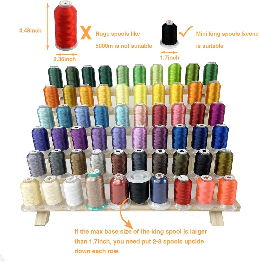 wennuo 60 Spools Wooden Thread Rack/Braiding Hair Rack/Thread Holder