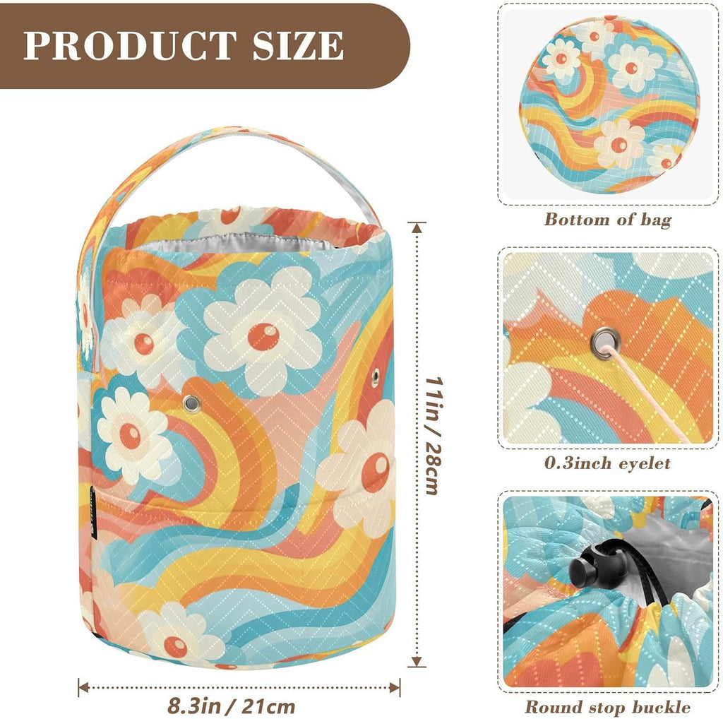 YETTASBIN Cartoon Flower Yarn Storage Bag, Large Crochet Knitting Bag