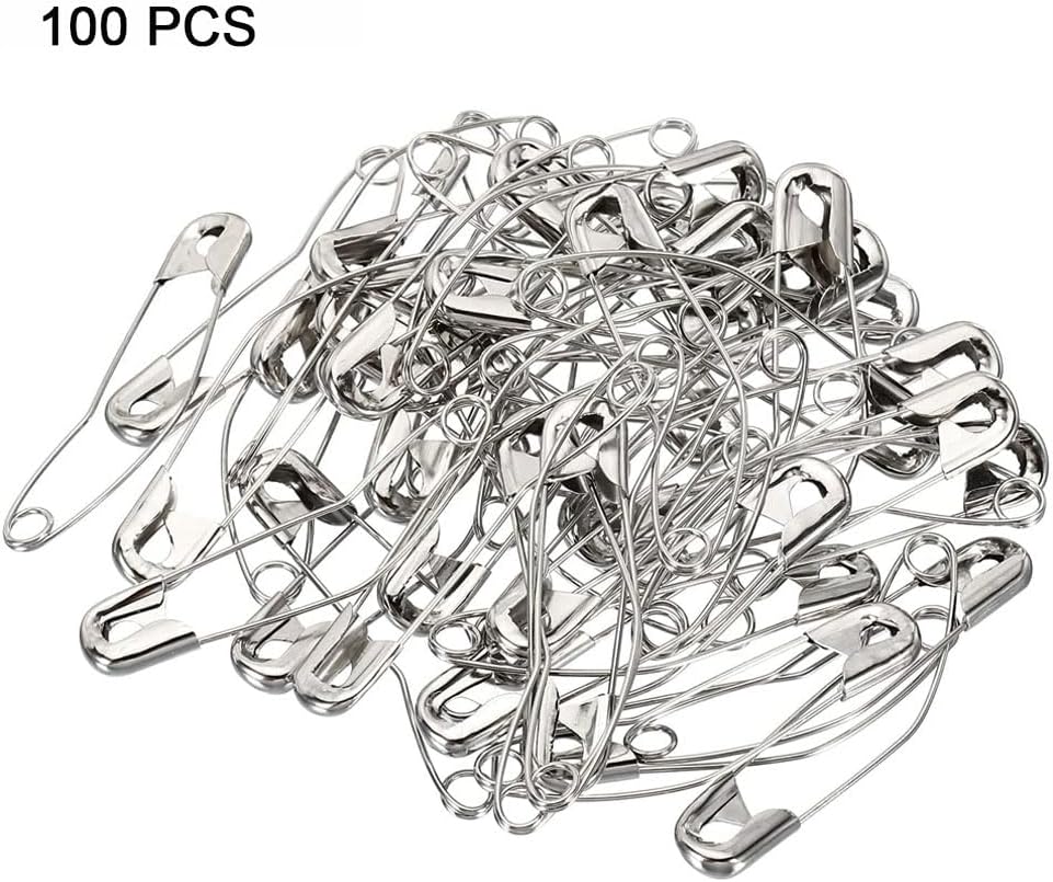 Curved Safety Pins (100 Pack) – Steel Sewing Tool for