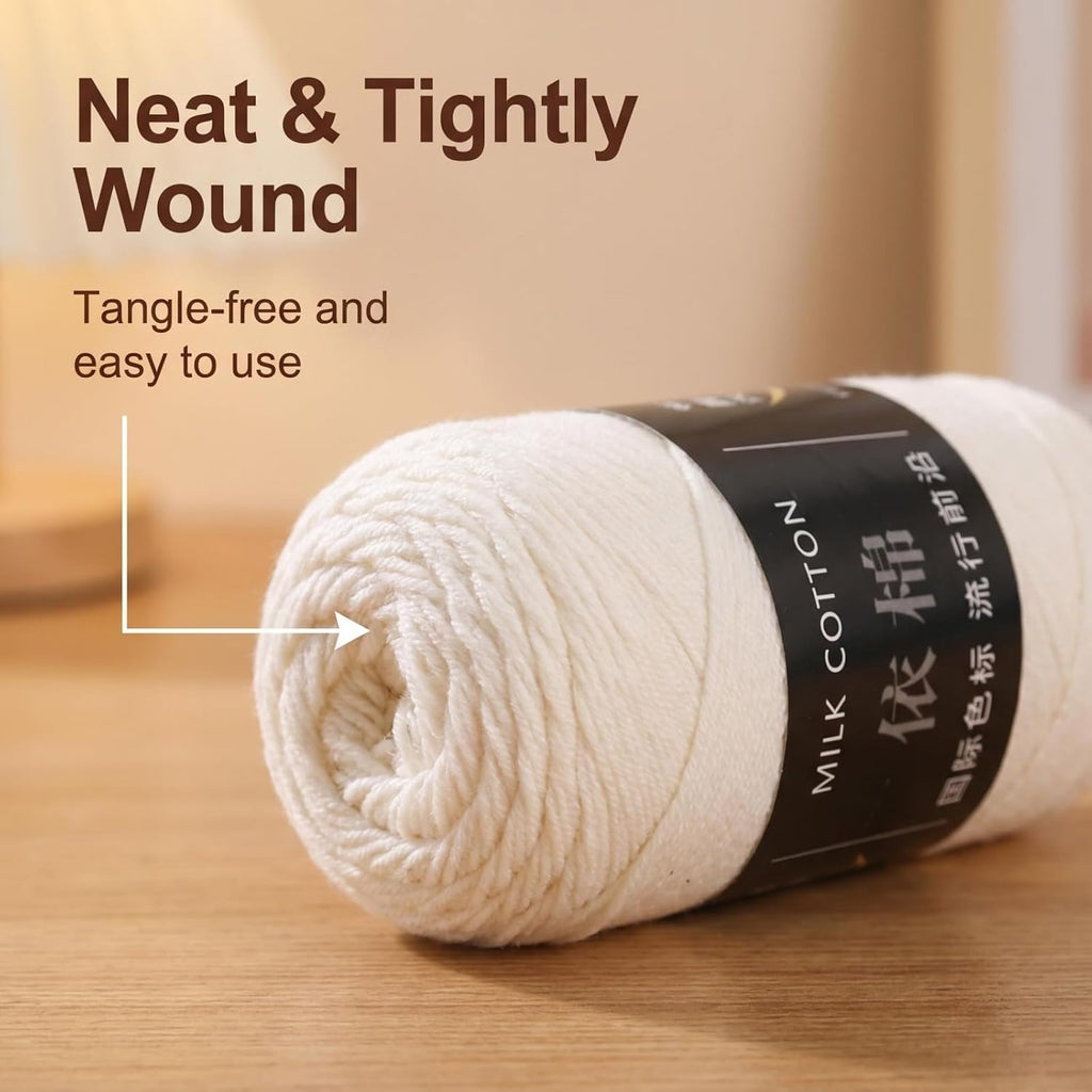 1 Roll 4-Ply Milk Yarn, Acrylic-Polyester Blend for Knitting (#83)