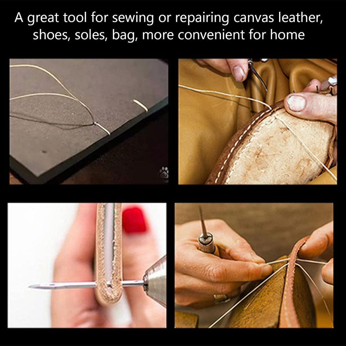 Oumefar Leather Sewing Awl Kit - 3 Needles, Hand Stitch Awl, Shoe