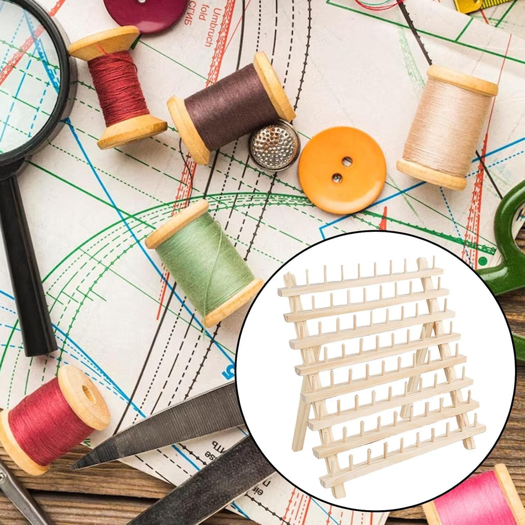 Wooden Thread Storage Rack for 80 Spools - Ideal for Sewing and