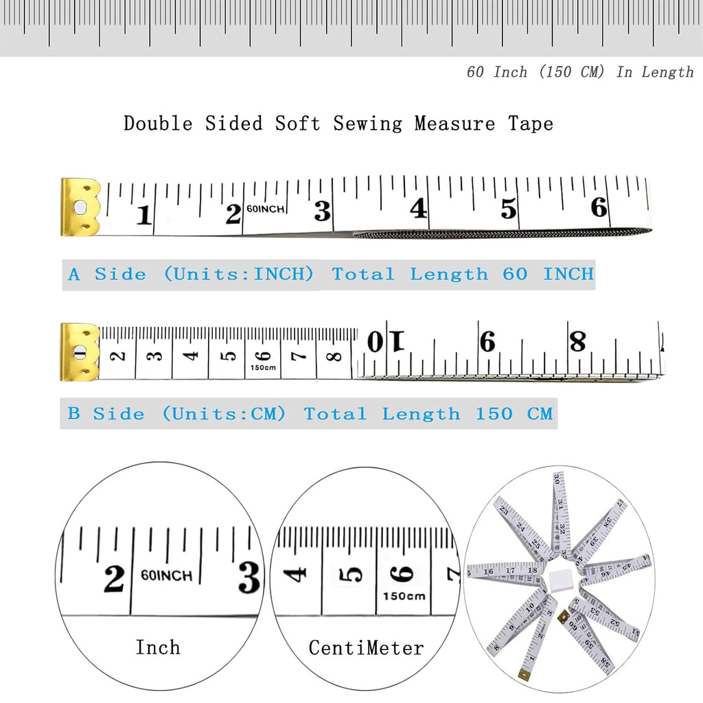 Tape Measure Soft Measuring Tape for Body Fabric Sewing Tailor 2Pack