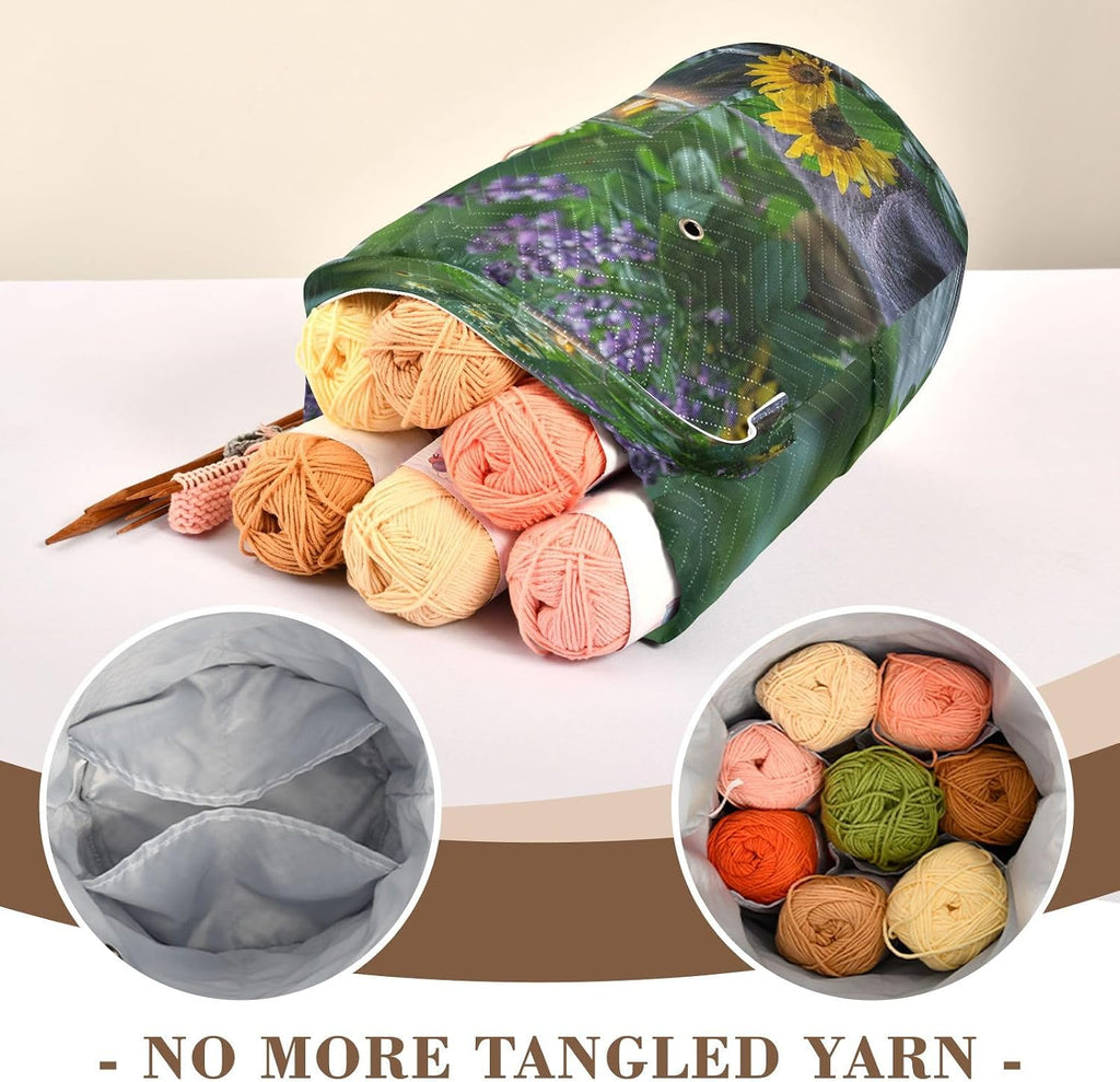 YETTASBIN Zen Basalt Garden Yarn Storage Bag, Large Crochet Knitting