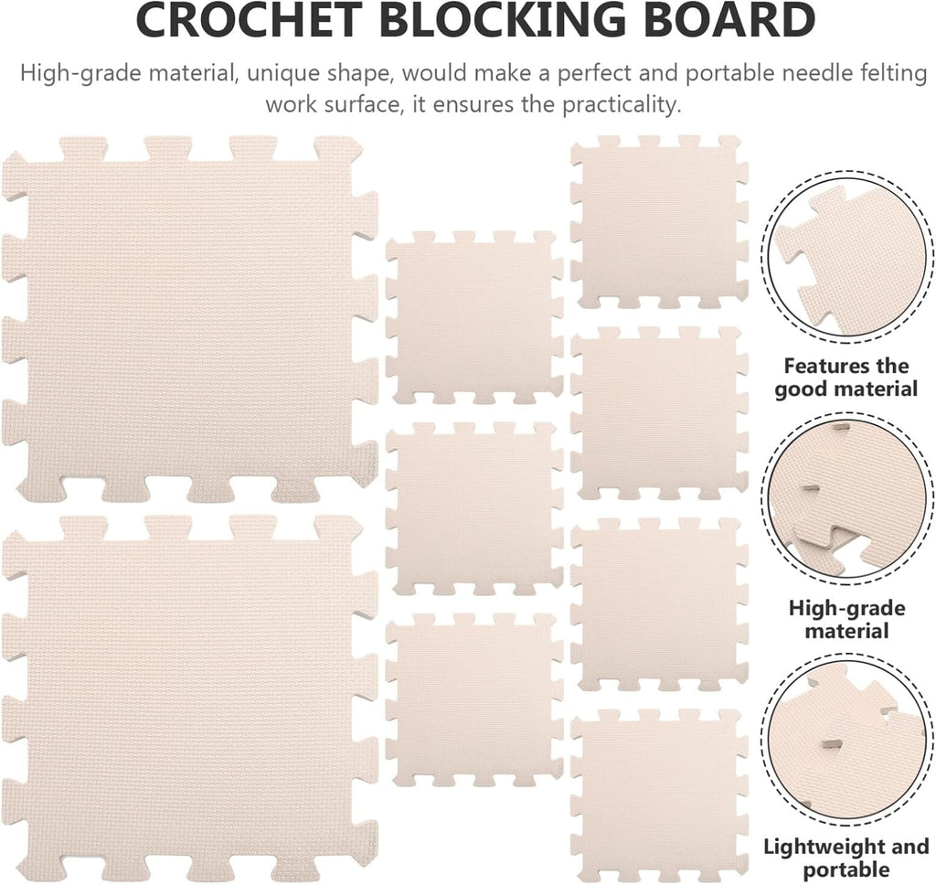 Portable Foam Knitting Blocking Mats Set, 9 Pieces Beige