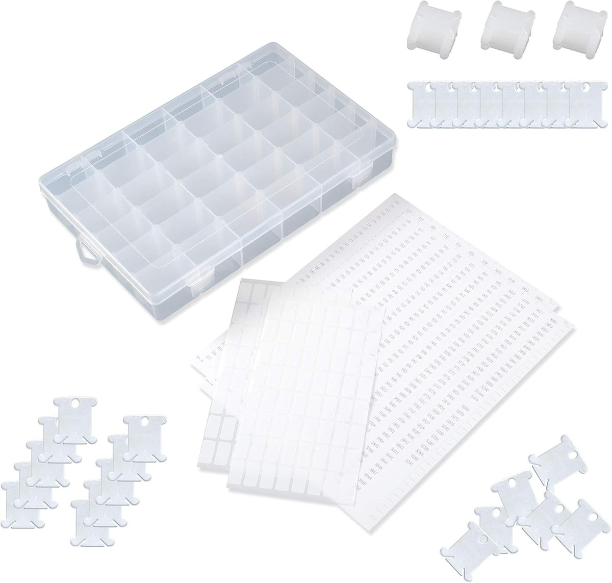120 Pieces Plastic Floss Bobbins with 36 Grids Embroidery Floss Cross