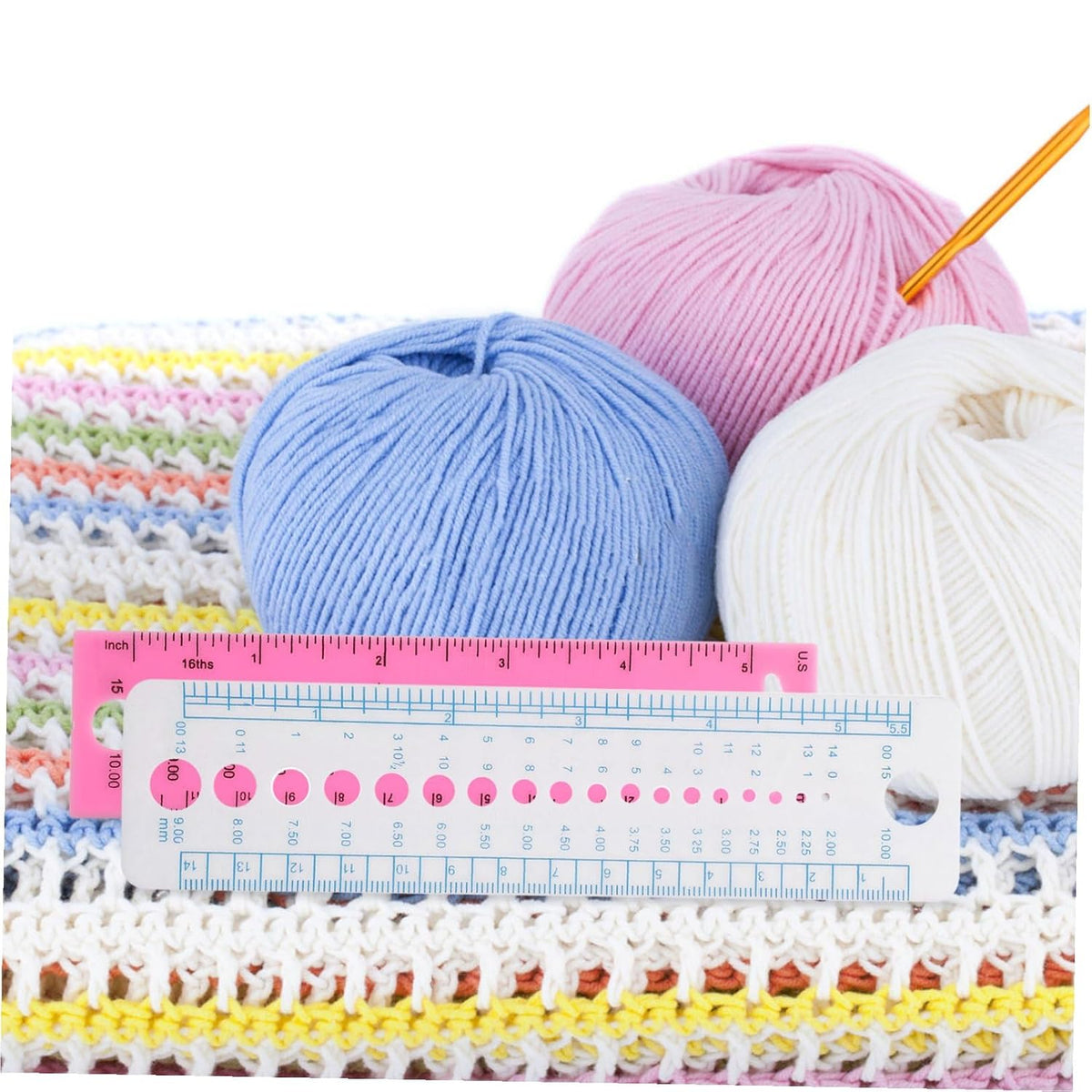 4pcs Plastic Knitting Needle Gauge Rulers Accurate Measuring Tools for