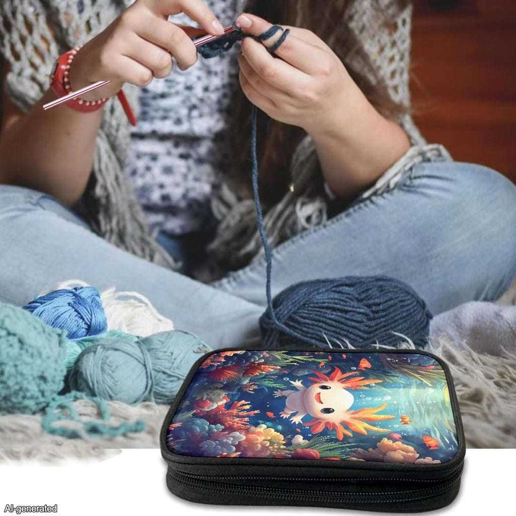 Noprintge Crochet Hook Organizer Case, Empty Zipper Bags Portable