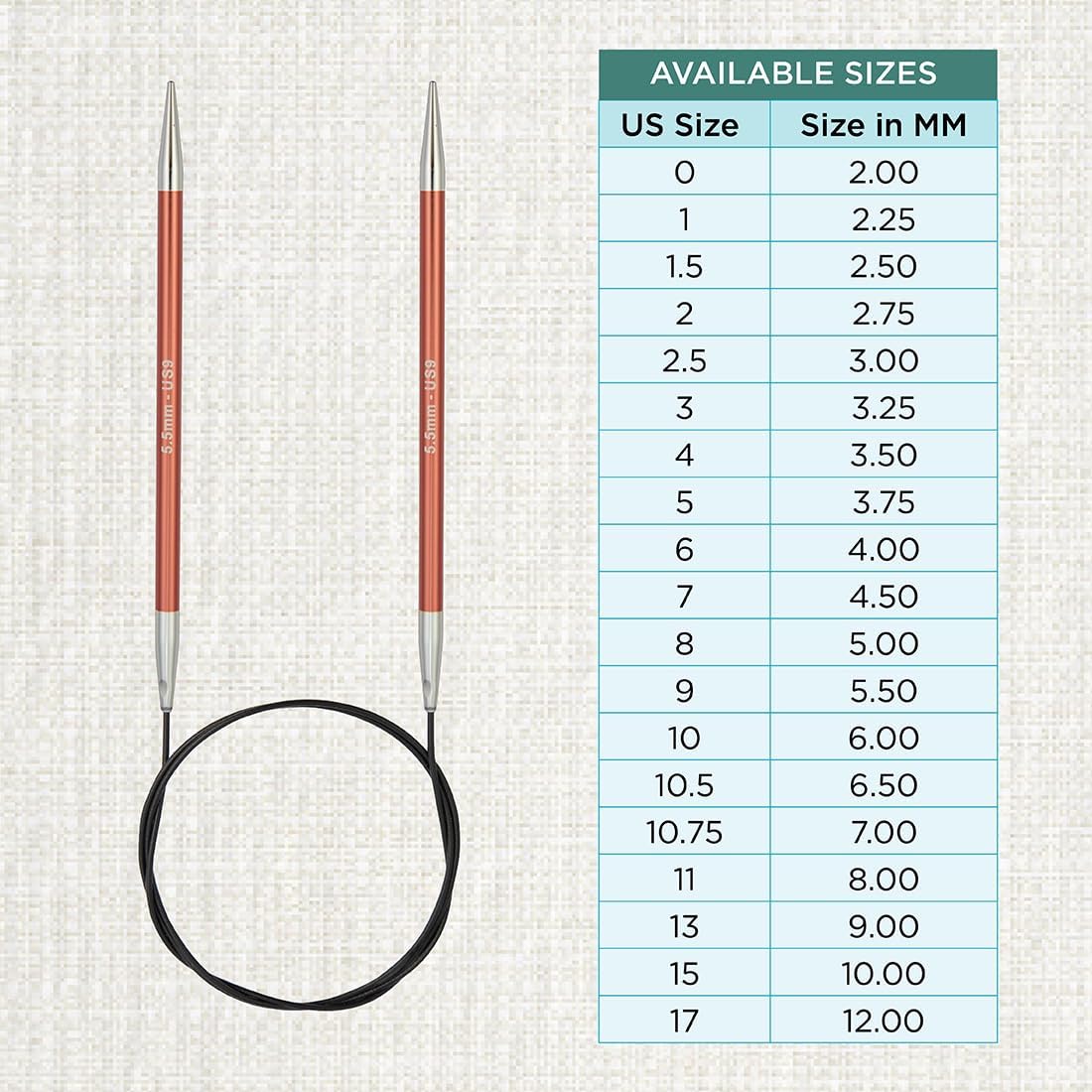 KnitPro Zing Fixed Circular Needles 40" (100cm) | US Size 9 (5.5mm)