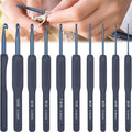 Aluminum Crochet Hook Set, 9Pcs 2.0mm-6.0mm Blue Silicone Soft Grips