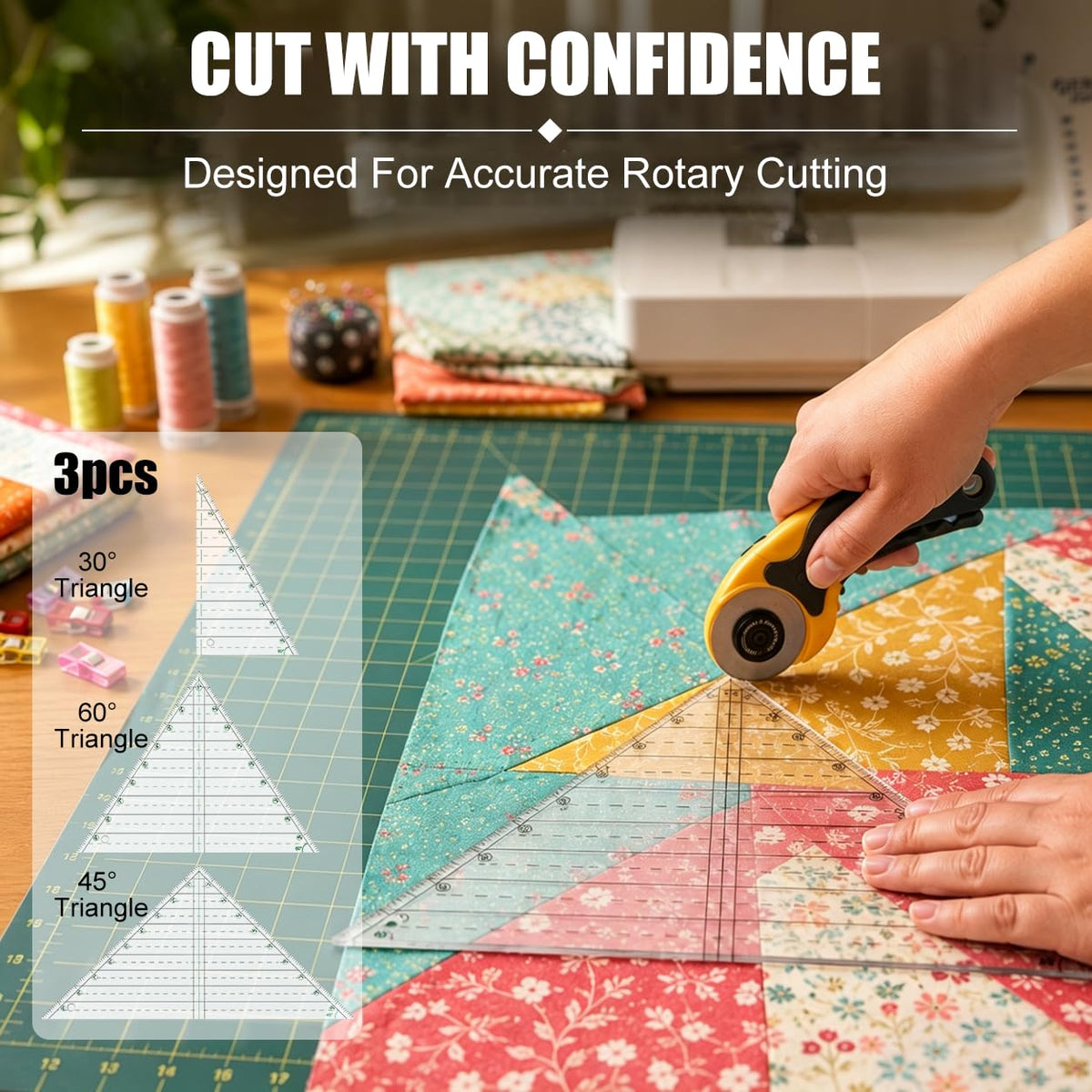 Triangle Ruler for Quilting, 3 Pcs 10 in Professional Acrylic