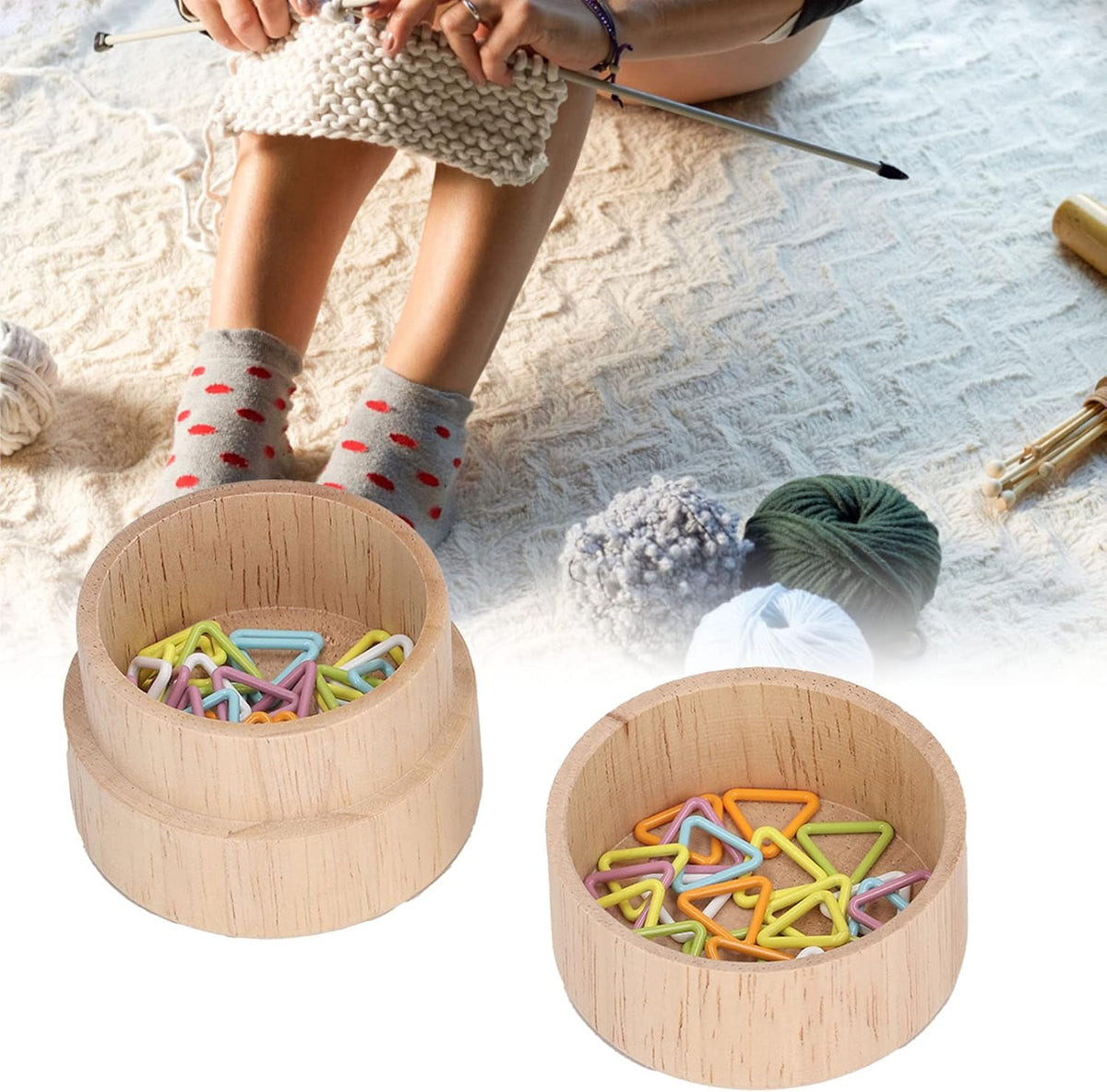 Kukyller 60PCS Knitting Stitch Markers Triangle, Colorful Locking