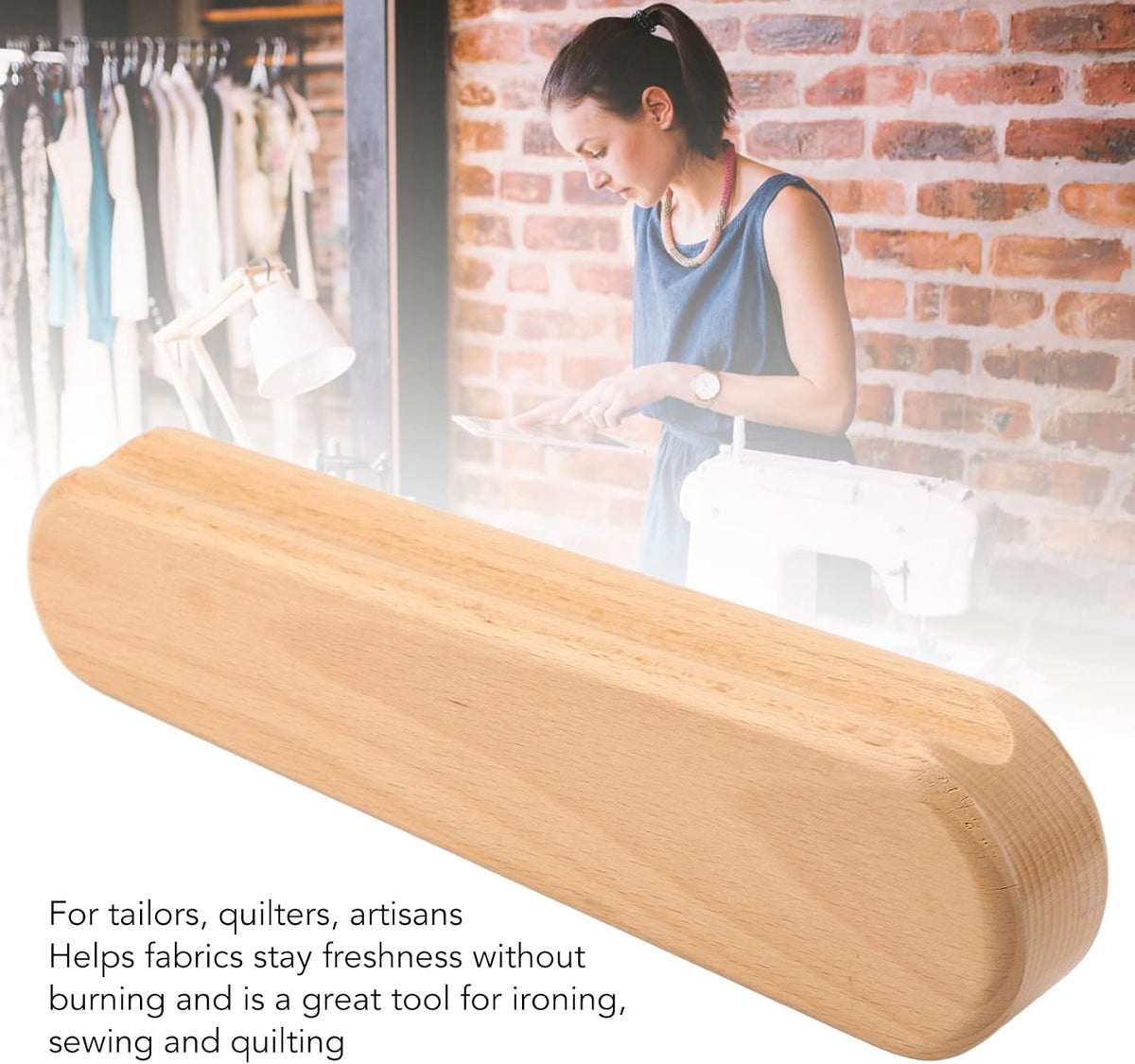 Wooden Quilters Clapper, Professional Beech Pressing Seam Tool for