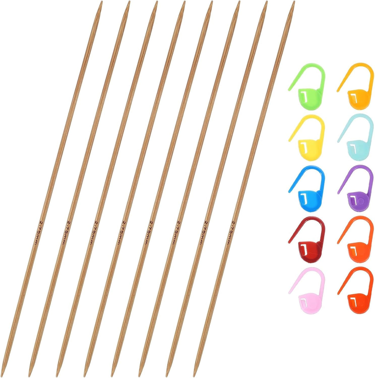 PATIKIL 8 Pcs Bamboo Double Pointed Knitting Needles Set 2.75mm 8"