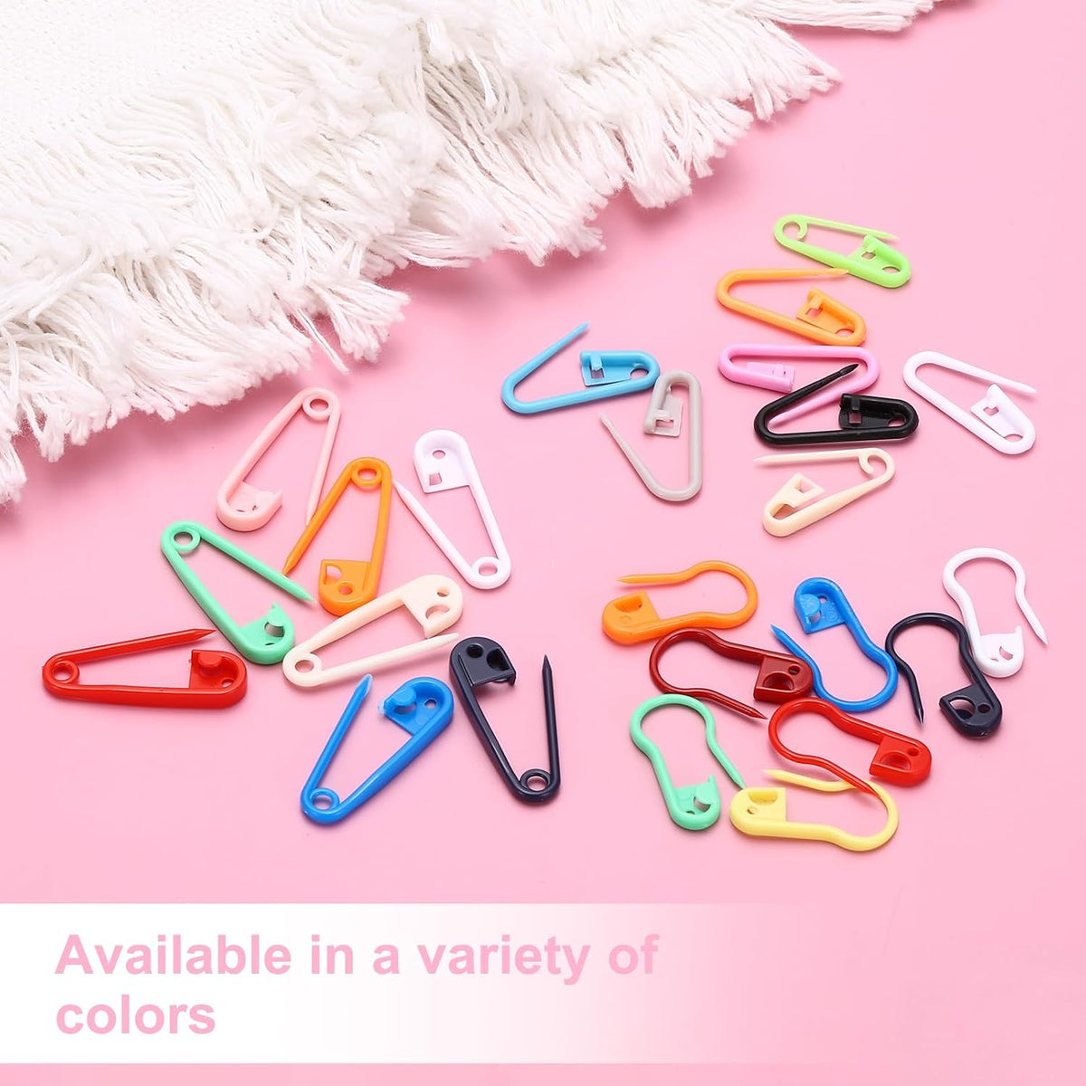 PATIKIL 50pcs Plastic Safety Pins 1.1" Knitting Markers Clip Mixed