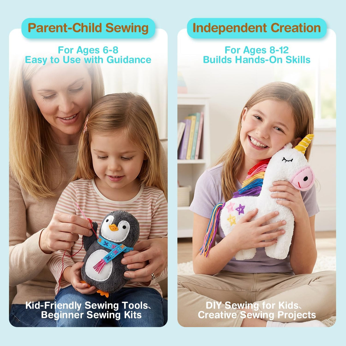 Avenir My First Sewing Kit for Kids 6-8, Sloth Stuffed Animal Craft