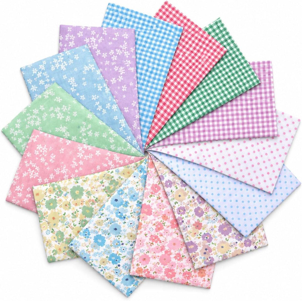 14 Pcs 18" x 22" Pure Cotton Floral Printed Sewing Fabric, Fat