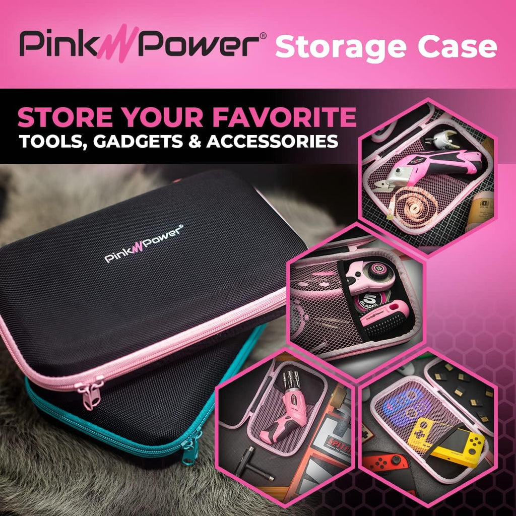 Pink Power Storage Case for Cordless Electric Scissor and Box Cutter