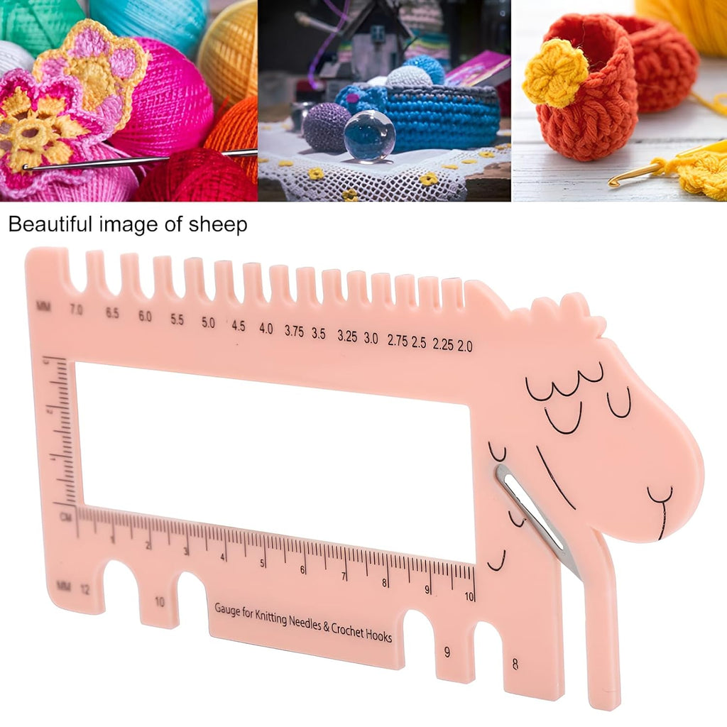 Knitting Needle Gauge and Crochet Hook Sizer Ruler