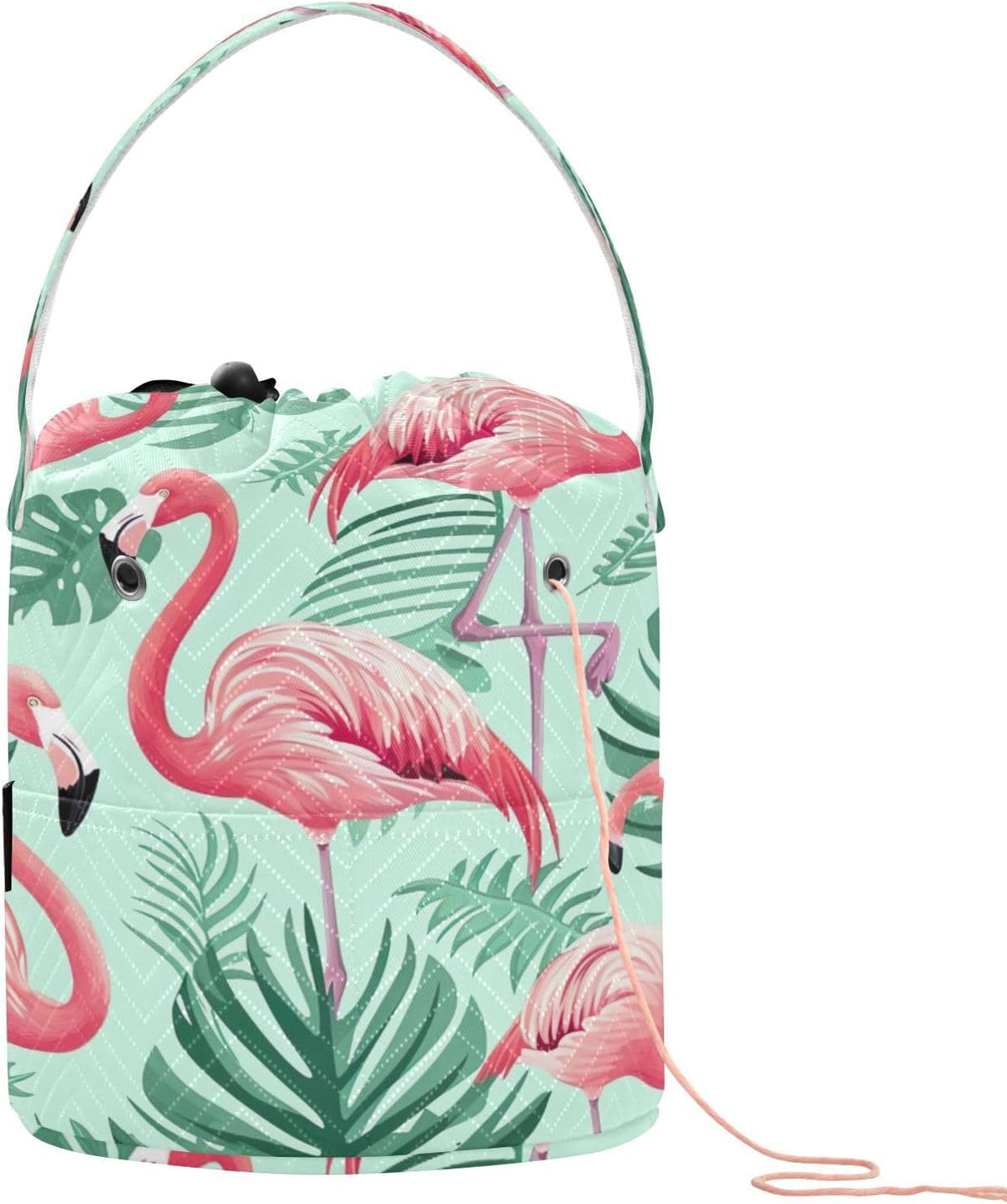 YETTASBIN Flamingo Yarn Storage Bag, Large Crochet Knitting Bag