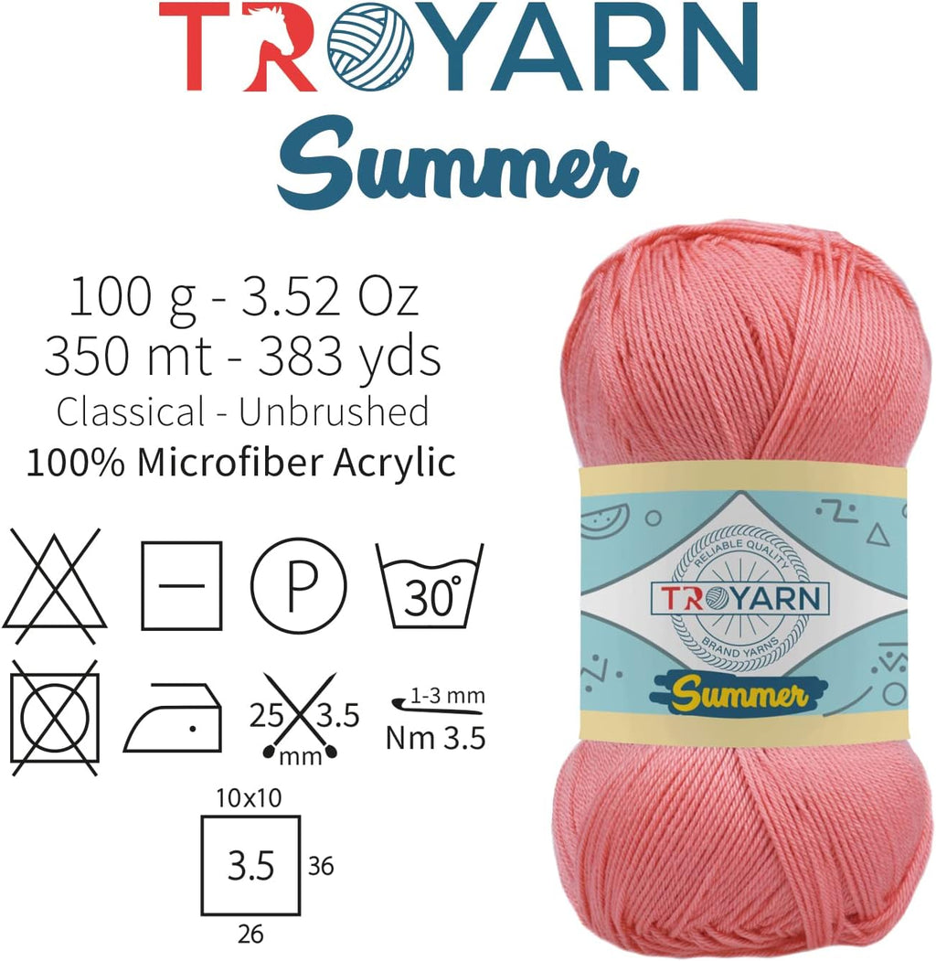 TROYARN Summer (4- Skeins Pack) Silk Effect Hand Knitting Yarn Crochet